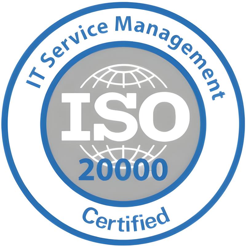 ISO 20000 logo, symbolizing certification for IT service management systems