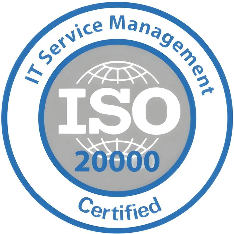ISO 20000 logo, symbolizing certification for IT service management systems