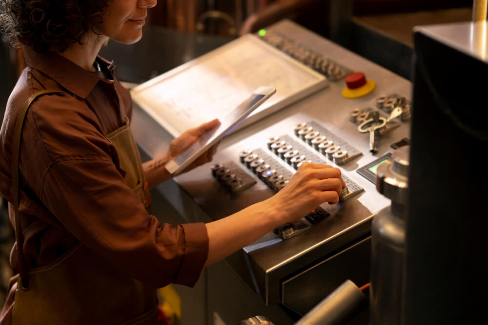 A person from manufacturing working on accounts payable automation