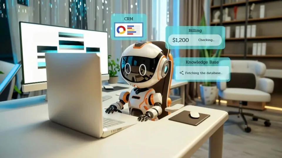 How RPA bots automate data flow across CRM, billing, and knowledge base systems